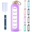 PROBTTL 32 Oz Borosilicate Glass Water Bottle with Time Marker Reminder Quotes, 1 Liter Leak Proof Reusable BPA Free Motivational Water Bottles with Silicone Sleeve and Bamboo Lid (Violet)