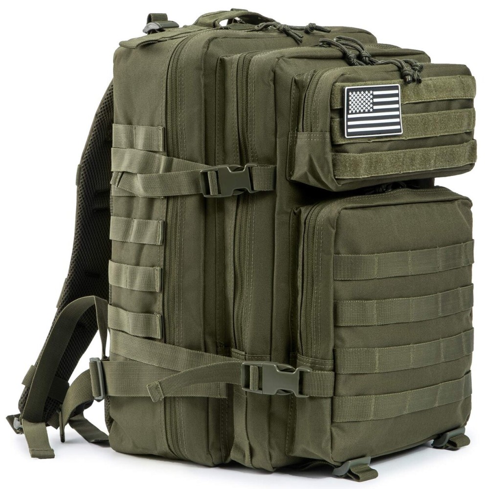 QT&QY 45L Military Tactical Backpacks Molle Army Assault Pack 3 Day Bug Out Bag Hiking Treeking Rucksack
