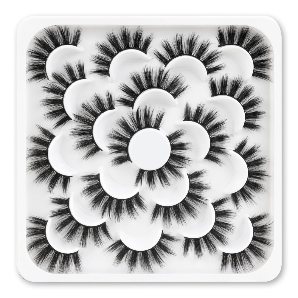 Veleasha Lashes 10 Pairs Natural Fluffy False Eyelashes Soft Wispy Lashes 3D Faux Mink Lashes Pack (V07)