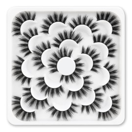 Veleasha Lashes 10 Pairs Natural Fluffy False Eyelashes Soft Wispy Lashes 3D Faux Mink Lashes Pack (V07)