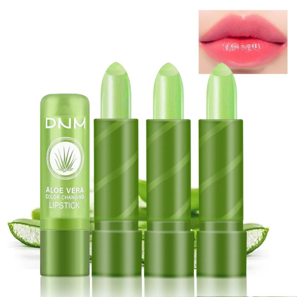 BINGBRUSH Color Changing Lipstick Long Lasting Nutritious Lip Care Magic PH Lip Balm Moisturizer Lipstick Queen, Temperature Changing LipGloss Lip Mask Makeup Set for Women (Aloe Vera)