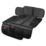 Kaiphy Car Seat Protector - Seat Protection Mat - Thick Padding - Durable, Waterproof Fabric, Leather Reinforced Corners & 3 Pockets for Handy Storage (2 Pack) Black