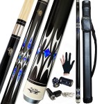 Tai ba cues 2-Piece Pool cue Stick + Hard Case, 13mm Tip, 58, Hardwood Canadian Maple Professional Billiard Pool Cue Stick 18,19,20,21,22 Oz Pool Stick (Selectable)-Blue, Black, Red, Gray, Green