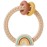 Itzy Ritzy Silicone Teether with Rattle; Rattle Teether Features Rattling Sound, Two Silicone Teething Rings and Raised Texture to Soothe Gums; Ages 3 Months and Up (Neutral Rainbow)