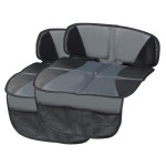 Kaiphy Car Seat Protector - Seat Protection Mat - Thick Padding - Durable, Waterproof Fabric, Leather Reinforced Corners & 3 Pockets for Handy Storage (2 Pack) Gray