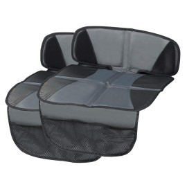 Kaiphy Car Seat Protector - Seat Protection Mat - Thick Padding - Durable, Waterproof Fabric, Leather Reinforced Corners & 3 Pockets for Handy Storage (2 Pack) Gray