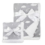 American Baby Company Heavenly Soft Chenille Sherpa Blanket Set, 3D Gray Cloud, for Boys & Girls