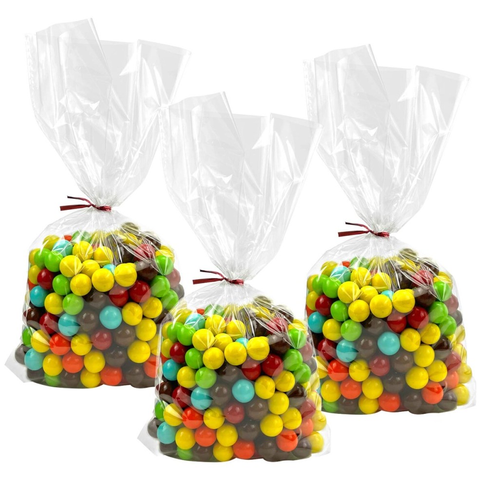 Morepack Flat Bottom Cellophane Bags,100 Pieces 6x2x10 Inches Clear Cello Treat Bags With 100Pcs Twist Ties (No Side Gusset)