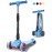 LOL-FUN Scooter for Kids Ages 3-5 Years Old Boys Girls with 3 Wheel LED Lights, Extra-Wide Childrens Foldable Kick Scooter for Kids Ages 6-12 Toddler with 4 Adjustable Height and Lean-to-Steer - Blue