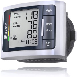 iProven Wrist Blood Pressure Monitor for Home Use - Heart Rate Display, Large Wrist Cuff, LCD Screen, Color-Coded Indicator
