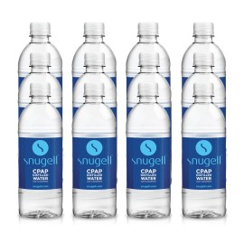 Snugell Distilled Water for CPAP Machines, Travel Size Bottles (12 -Pack, 16.9 oz Each) - Up to 30 Days Supply - Clean, Multi-Use, Travel-Friendly, Made in USA