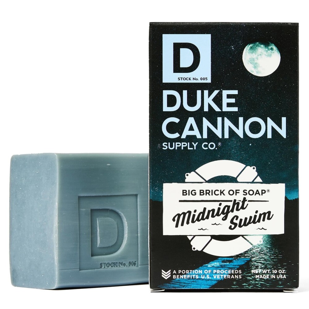Duke Cannon Big Brick of Soap - Midnight Swim, Premium Men\'s Soap Bar, Fresh & Invigorating Scent, 10 oz - Long-Lasting, Natural Ingredients, Made in USA