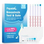 Papablic Alcohol Test Strips for Breastmilk, Quick Results in 2 Minutes Breast Milk Alcohol Test Strips for Breastfeeding Moms at Home Holiday Party, 12Pcs