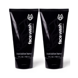 Black Wolf Mens Charcoal Powder Face Wash - 5 Fl Oz, 2 Pack - Facial Cleanser Removes Unwanted Impurities from Your Skin & Soothes Irritation