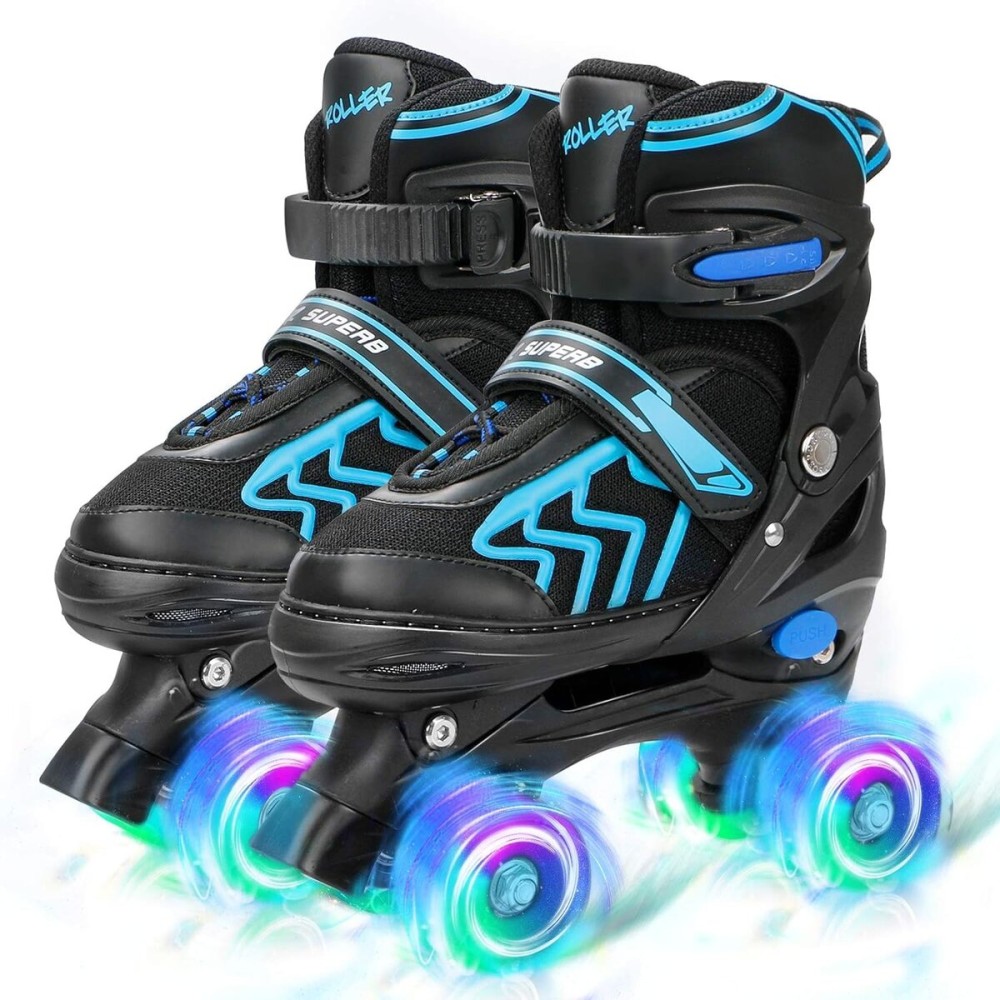 SZHZS Adjustable Toddler Kids Roller Skates with Light Up Wheels for Boys Girls Beginners for Indoor Outdoor Sports - Small Size