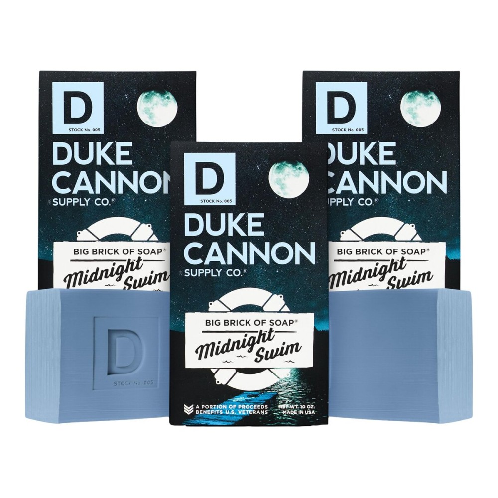 Duke Cannon Supply Co. Big Brick of Soap for Men - Midnight Swim Fresh Water Scent, Extra Large 10 oz Bars, 3-Pack