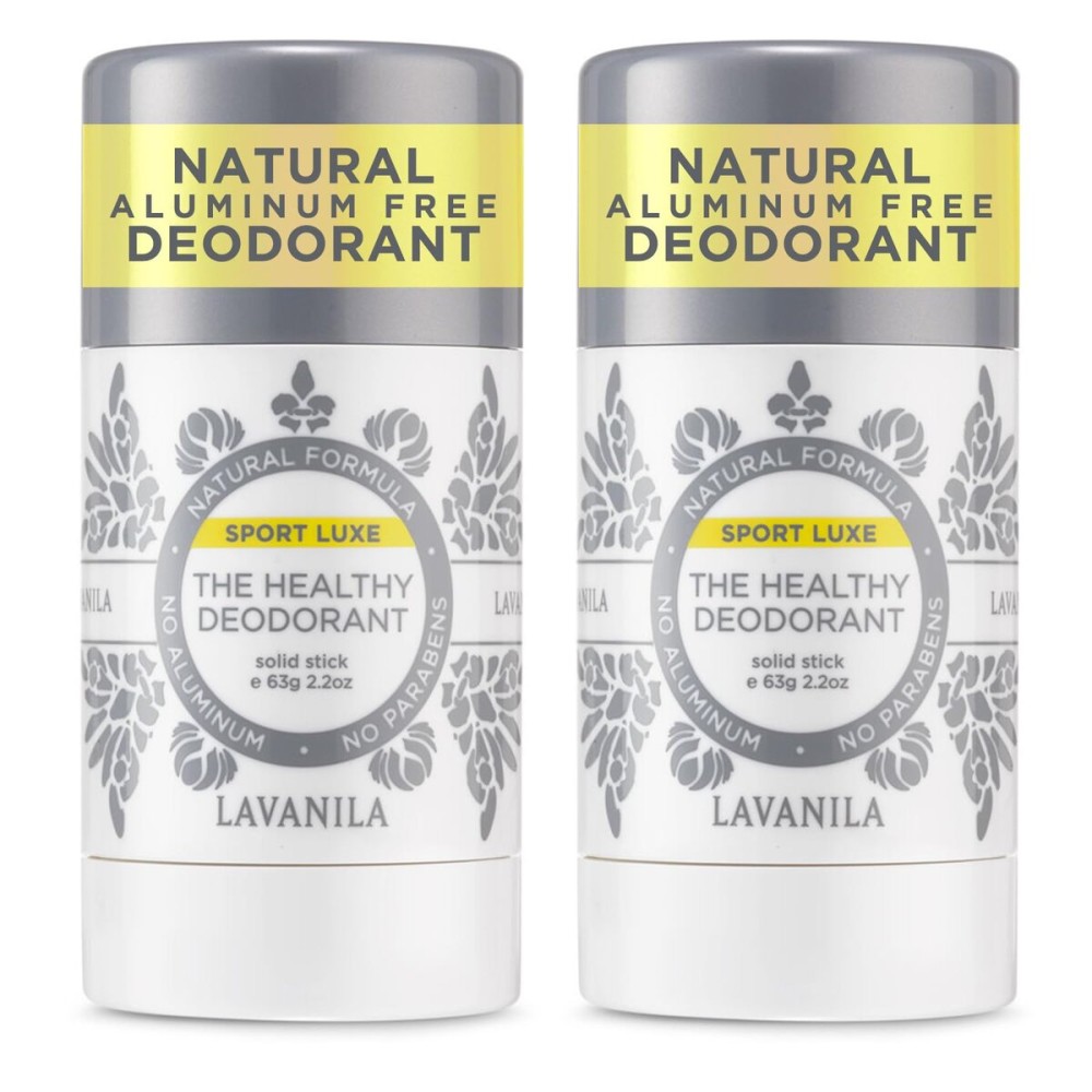 Lavanila Sport Luxe (2-Pack) Aluminum-Free Solid Stick Deodorant for Men & Women - Vegan, Clean, and Natural (2.2 Ounce Each)