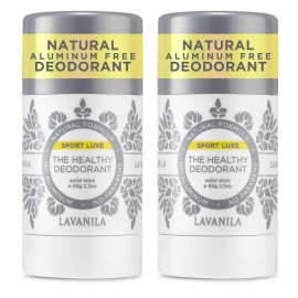 Lavanila Sport Luxe (2-Pack) Aluminum-Free Solid Stick Deodorant for Men & Women - Vegan, Clean, and Natural (2.2 Ounce Each)