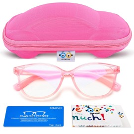 SEEAFUN Blue Light Glasses for Kids Girls Boys with Cute Car Case, UV400 Protection, Anti Blue Ray Age3-12