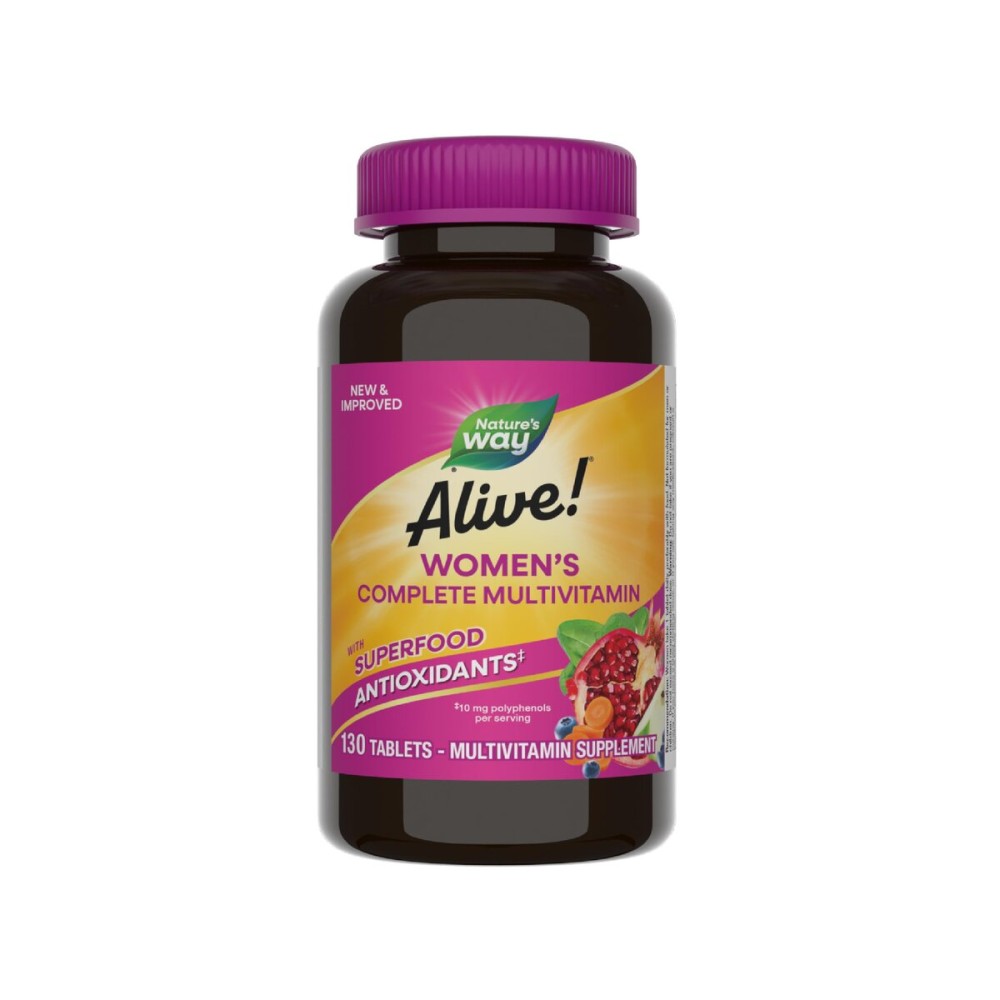 Nature\'s Way Alive! Daily Complete Multivitamin for Women, Supports Energy Metabolism, Hair, Skin & Nails*, B-Vitamins, Superfood Antioxidants, 130 Tablets (Packaging May Vary)