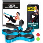 Stretching Strap with Loops - Non Elastic Stretch Band for Physical Therapy, Yoga Strap for Stretching Equipment, Stretch Bands for Exercise and Flexibility - Fascia, Hamstring & Leg Stretcher Belt