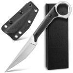 Ccanku C1140 Fixed Blade Knife, D2 Blade G10 Handle Claw Knife for Outdoor,EDC Tool, Survival, Hiking, Camping(Silver)