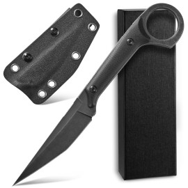 Ccanku C1140 Fixed Blade Knife, D2 Blade G10 Handle Claw Knife for Outdoor, EDC Tool, Survival, Hiking, Camping (Black)