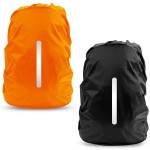 LAMA 2 Pack Waterproof Rain Cover for Backpack, Reflective Rucksack Rain Cover for Anti-dust/Anti-Theft/Bicycling/Hiking/Camping/Traveling/Outdoor Activities (1 Pcs Black + 1 Pcs Orange, S)