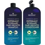 First Botany, Peppermint Rosemary Hair Regrowth and Anti Hair Loss Shampoo and Conditioner Set - Daily Hydrating, Detoxifying, Volumizing Shampoo and Fights Dandruff For Men and Women 16 fl oz x 2