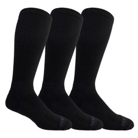 Dr. Scholl\'s Mens Athletic & Work Compression Over The Calf - 1 3 Pair Packs Moisture Management Sock, Black, 13-15 US