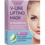 V Shaped Contouring Face Mask Line Shaping Lifting Belt Neck Reduction Jawline Lift Tape Enhancer Face Patch Firming Tightening Skin Chin Up Sculpting Collagen Mask Hyaluronic Acid Aloe Vera 10pcs