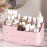 MIUOPUR Makeup Organizer for Vanity, Large Capacity Desk Organizer with Drawers for Cosmetics, Lipsticks, Jewelry, Nail Care, Skincare, Ideal for Bedroom and Bathroom Countertops - Large Pink