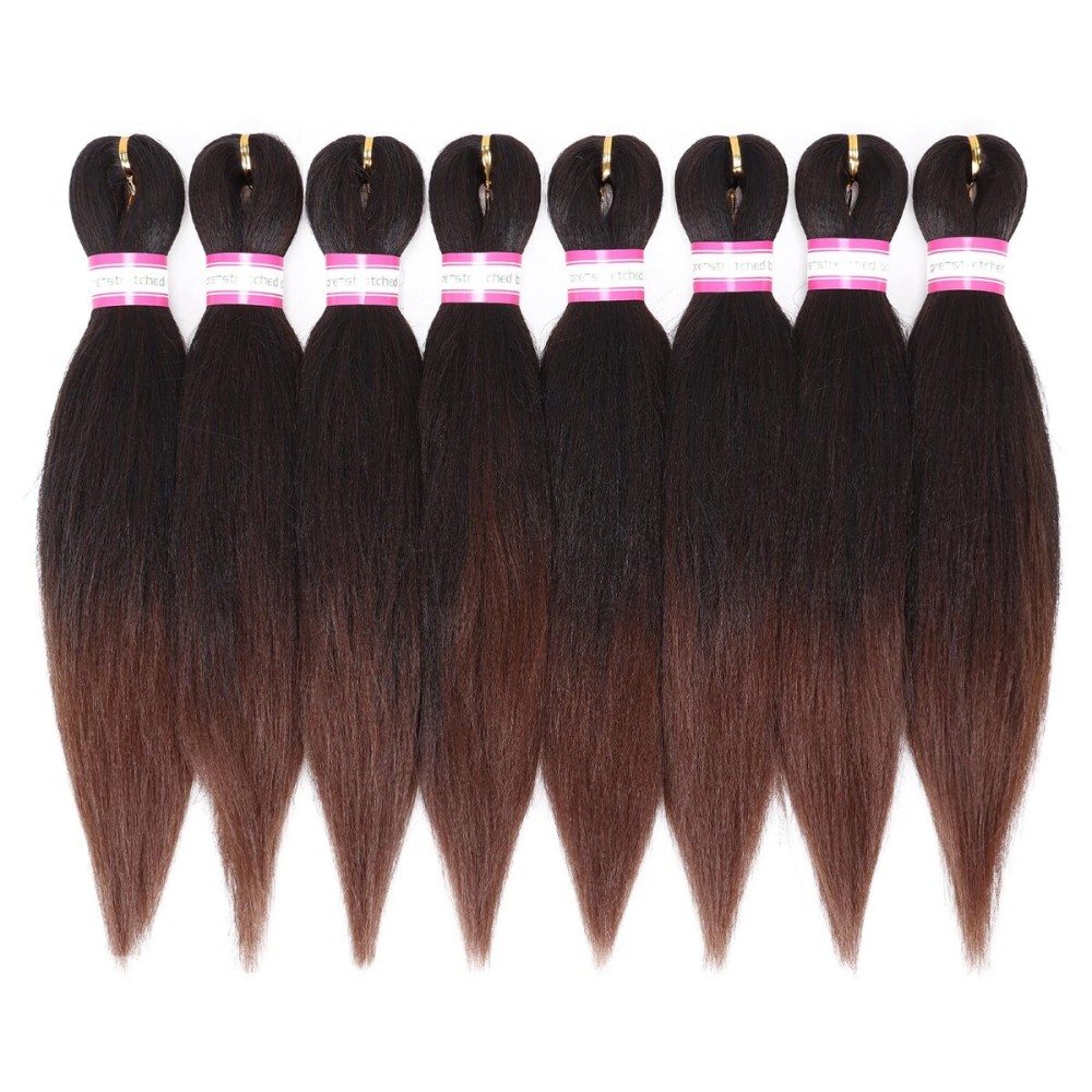 Pre Stretched Braiding Hair 12 Inch 8 Packs Ombre Short Kids Braiding Hair Natural Easy Braid Hot Water Setting Professional Synthetic Hair Extensions Soft Yaki Straight Texture (1B/30)