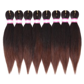 Pre Stretched Braiding Hair 12 Inch 8 Packs Ombre Short Kids Braiding Hair Natural Easy Braid Hot Water Setting Professional Synthetic Hair Extensions Soft Yaki Straight Texture (1B/30)