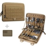 WYNEX Tactical Folding Admin Pouch, Molle Tool Bag of Laser-Cut Design, Utility Organizer EDC Medical Bag Modular Pouches Tactical Attachment Waist Pouch Include U.S Patch Khaki
