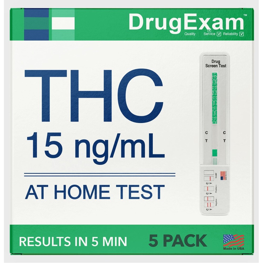 5 Pack - DrugExam Marijuana Test. Cannabinoids Testing Test. Rapid Test Dip Cards. Individually Packed.Detailed Instructions Included. Easy to Use.