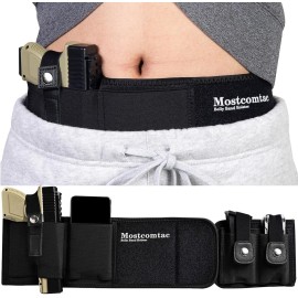 Mostcomtac Belly Band Holster for Men & Women - Comfortable Carry Gun Holster for 9MM and 380 with Breathable Neoprene, Fits Glock 19 17 42 43 43x, Taurus, Ruger LCP, S&W M&P Shield for Most Handguns