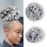 Yinmei Baibian Grey Afro Puff Drawstring Ponytail Hair Extensions Kinky Curly Puffs Hairpieces Synthetic Short Bun Hair Extensions Updo Hair for Black Women Girls (Black/Gray)