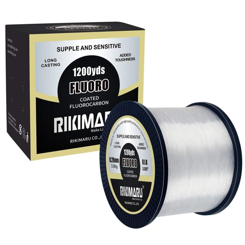 RIKIMARU Fluoro Fishing Line, 100% Fluorocarbon Coated Fishing Line (Clear, 4LB/0.18mm/1200Yds)