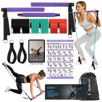Goocrun Portable Pilates Bar Kit with Resistance Bands for Men and Women - Home Gym, Workout Kit for Body Toning - with Fitness Poster and Video