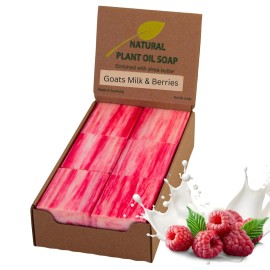 Simple Scents Australia Goats Milk and Berries Scented Natural Soap Bars (12 Bars), 3.5oz Moisturizing French Triple Milled Soap Bars Enriched with Shea Butter - Pure Plant Oil Bath & Body Bars