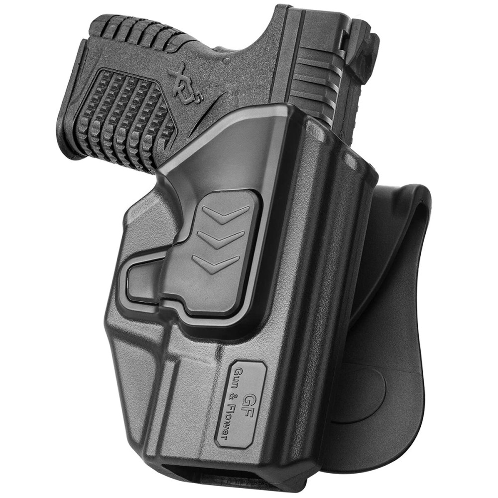 Gun&Flower Springfield XD-S Holster, OWB Paddle Holster Fit Springfield XD-S 9mm/.40 S&W 3.3 Barrel. (Not for Mod Series) Outside Waistband Carry Holster, Index Finger Release-Right Hand