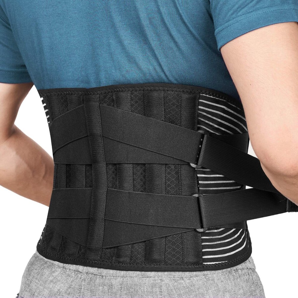 Freetoo Back Braces for Lower Back Pain Relief with 6 Stays, Breathable Back Support Belt for Men/Women for work, Anti-skid lumbar support belt with 16-hole Mesh for sciatica,plus size(XXL)