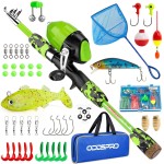 ODDSPRO Kids Fishing Pole - Kids Fishing Starter Kit - with Tackle Box, Reel, Practice Plug, Beginner\'s Guide and Travel Bag for Boys, Girls