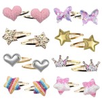 8 Pairs/16 Pack Hair Clips for Girls, Gingbiss Butterfly Metal Snap Hair Clips, Cute Girls Barrettes Heart Shaped Hair Clips Accessories for Kids