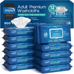 Inspire Adult Wet Wipes, Wash Cloths | Adult Wipes for Incontinence & Cleansing for Elderly, 8x12 Count 12 packs of 50