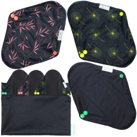 wegreeco Reusable Menstrual Pads - Reusable Sanitary Pads | Reusable Panty Liners | Soft Cloth Menstrual Pads - 6 Pack with 1 Cloth Mini Wet Bag (Small, Dandelion)