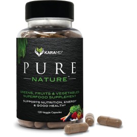 KaraMD Pure Nature | Greens, Fruit and Veggies Supplement | Vitamins, Fiber & Antioxidants | 20 Fruits and Vegetables Supplements for Energy & Digestion | Gluten Free & Vegan Friendly (30 Servings)