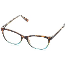 Foster Grant Sofia Vergara x Women\'s Teresa Cat-Eye Reading Glasses, Brown Tortoise Gradient Fade to Crystal Turquoise, 52 mm + 2.75