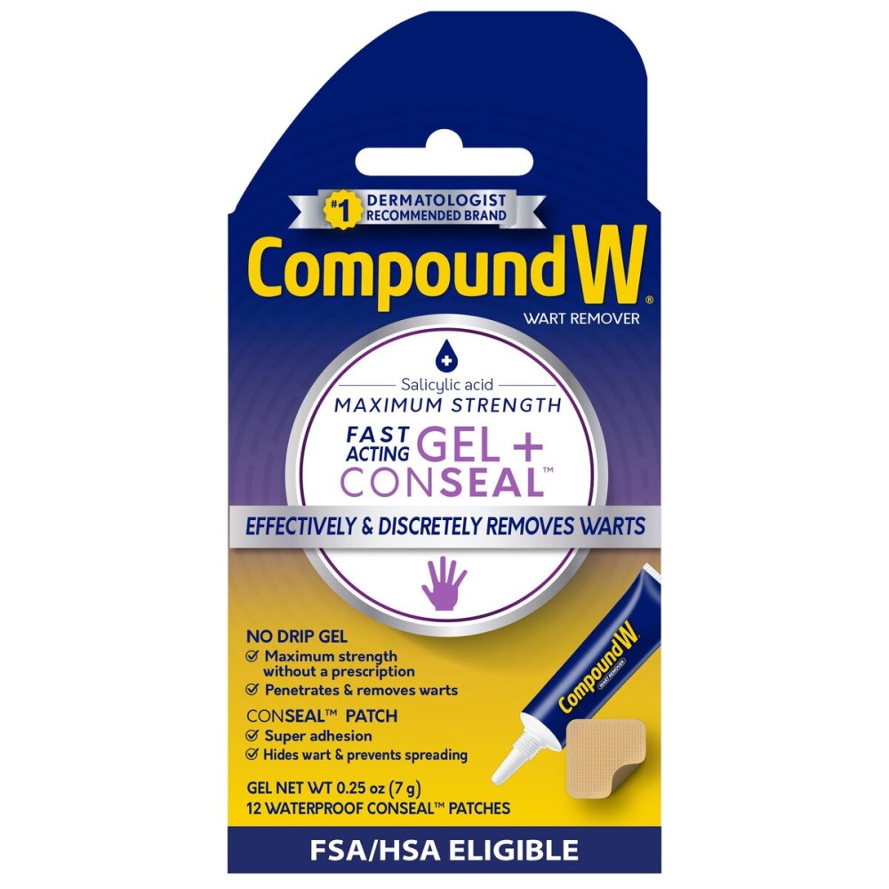 Compound W Maximum Strength Fast Acting Gel Wart Remover with 12 ConSeal Patches, 0.25 oz